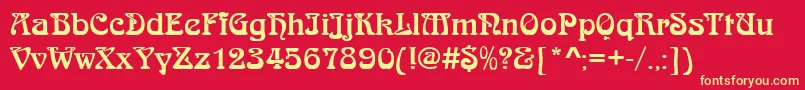 JugendstilRegular Font – Yellow Fonts on Red Background