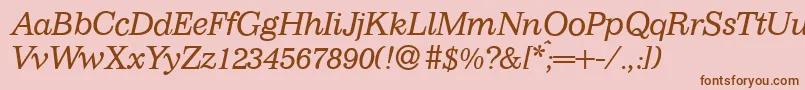 I770RomanItalic-fontti – ruskeat fontit vaaleanpunaisella taustalla