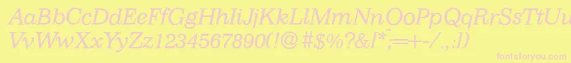 I770RomanItalic Font – Pink Fonts on Yellow Background