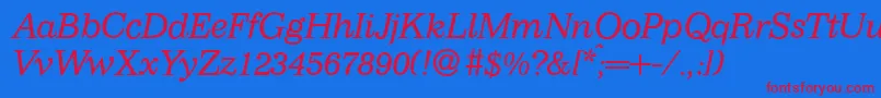 フォントI770RomanItalic – 赤い文字の青い背景