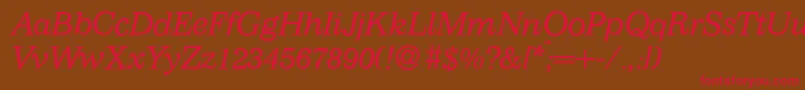I770RomanItalic Font – Red Fonts on Brown Background