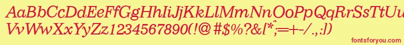 I770RomanItalic Font – Red Fonts on Yellow Background