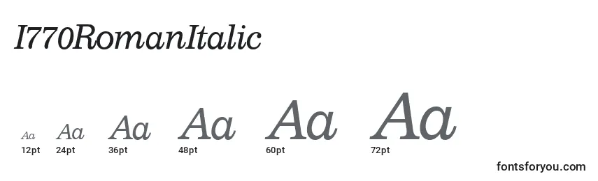 I770RomanItalic Font Sizes