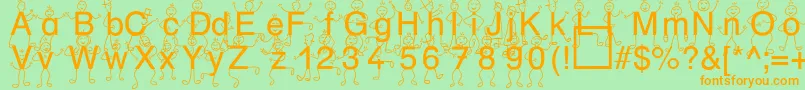 SpDrHh3Db-Schriftart – Orangefarbene Schriften auf grünem Hintergrund