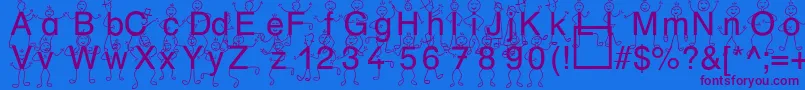 SpDrHh3Db-Schriftart – Violette Schriften auf blauem Hintergrund