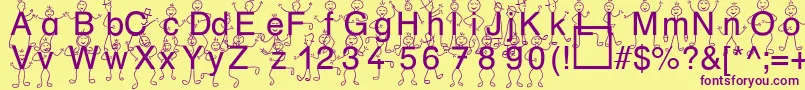 SpDrHh3Db-fontti – violetit fontit keltaisella taustalla