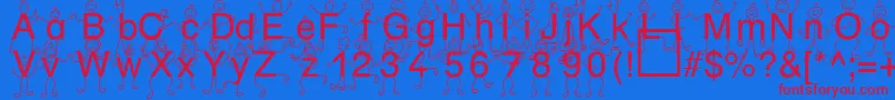 Fonte SpDrHh3Db – fontes vermelhas em um fundo azul