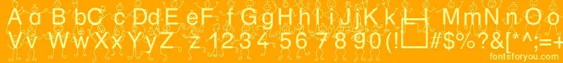 SpDrHh3Db-fontti – keltaiset fontit oranssilla taustalla