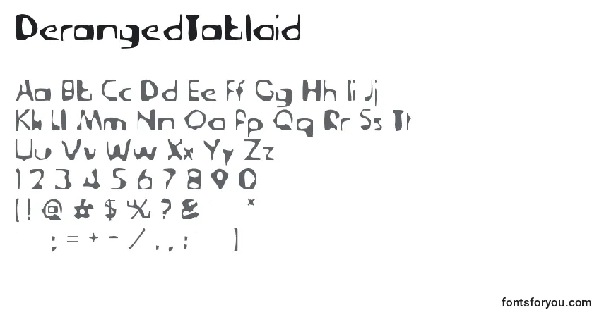 Czcionka DerangedTabloid – alfabet, cyfry, specjalne znaki