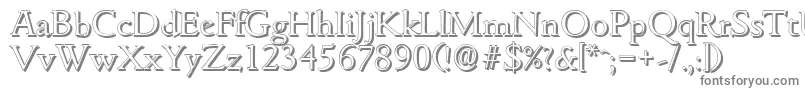 GouditashadowLightRegular-fontti – harmaat kirjasimet valkoisella taustalla