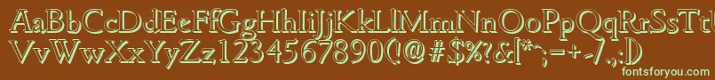 GouditashadowLightRegular-fontti – vihreät fontit ruskealla taustalla