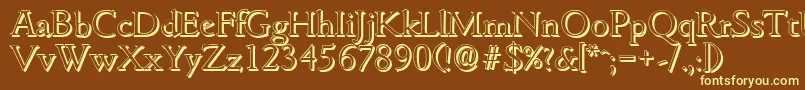 GouditashadowLightRegular-fontti – keltaiset fontit ruskealla taustalla