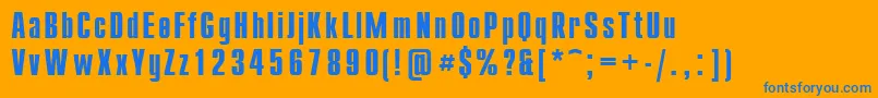 Compact.KzBold-Schriftart – Blaue Schriften auf orangefarbenem Hintergrund