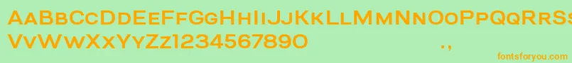 フォントBigRiverSample – オレンジの文字が緑の背景にあります。