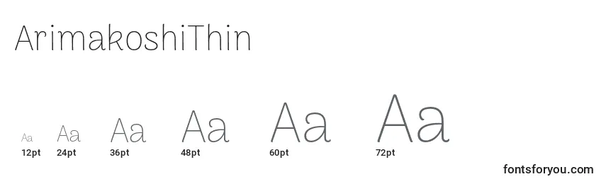 ArimakoshiThin Font Sizes