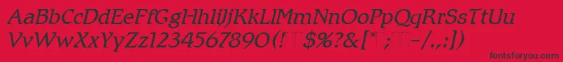 RomicLightItalicPlain Font – Black Fonts on Red Background