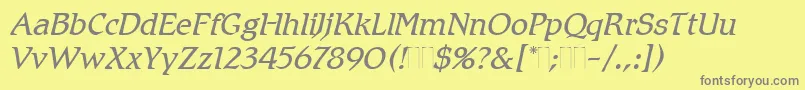 Шрифт RomicLightItalicPlain – серые шрифты на жёлтом фоне
