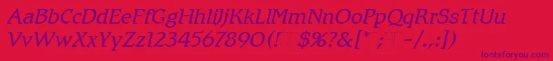 More about RomicLightItalicPlain Font RomicLightItalicPlain Font – Purple Fonts on Red Background
