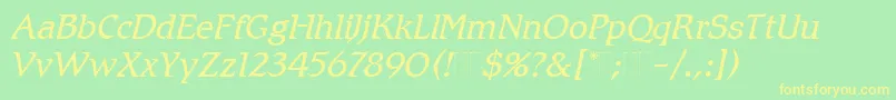 Шрифт RomicLightItalicPlain – жёлтые шрифты на зелёном фоне