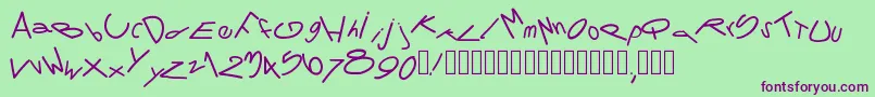フォントPwtornado – 緑の背景に紫のフォント