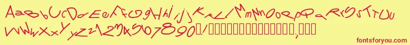 Шрифт Pwtornado – красные шрифты на жёлтом фоне