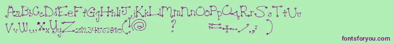 HeartacheTeenCrush-Schriftart – Violette Schriften auf grünem Hintergrund