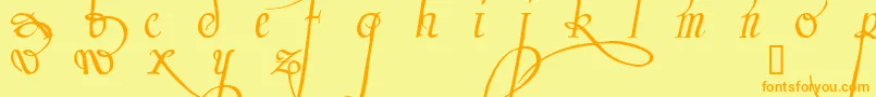 フォントTr ffy – オレンジの文字が黄色の背景にあります。