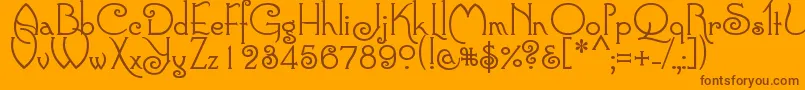 Connie-Schriftart – Braune Schriften auf orangefarbenem Hintergrund