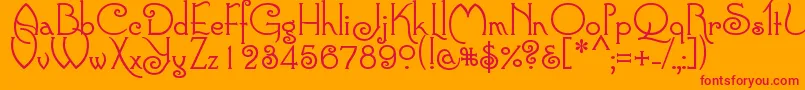 フォントConnie – オレンジの背景に赤い文字