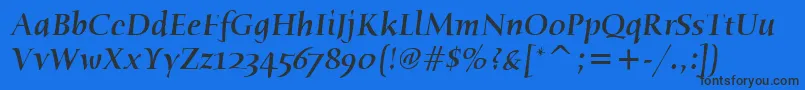 HumanaSerifItcMediumItalic Font – Black Fonts on Blue Background