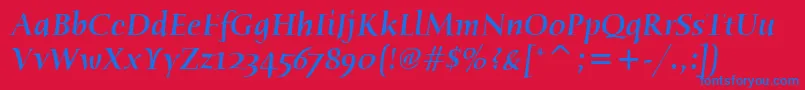 HumanaSerifItcMediumItalic Font – Blue Fonts on Red Background