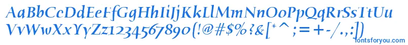 Czcionka HumanaSerifItcMediumItalic – niebieskie czcionki