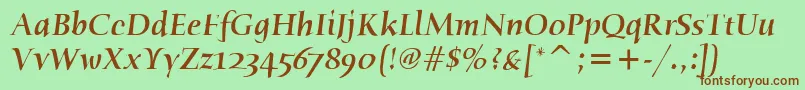 HumanaSerifItcMediumItalic Font – Brown Fonts on Green Background