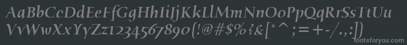 More about HumanaSerifItcMediumItalic Font HumanaSerifItcMediumItalic Font – Gray Fonts on Black Background