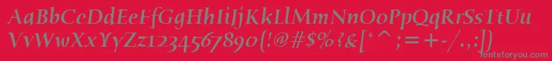 HumanaSerifItcMediumItalic Font – Gray Fonts on Red Background