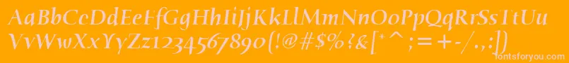 HumanaSerifItcMediumItalic Font – Pink Fonts on Orange Background