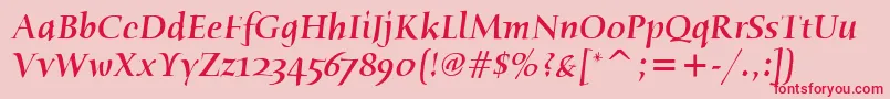 HumanaSerifItcMediumItalic Font – Red Fonts on Pink Background