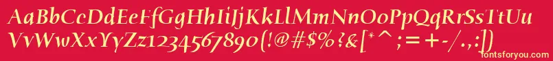 HumanaSerifItcMediumItalic Font – Yellow Fonts on Red Background