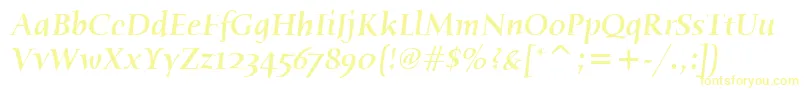 HumanaSerifItcMediumItalic-Schriftart – Gelbe Schriften