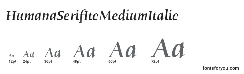 Размеры шрифта HumanaSerifItcMediumItalic