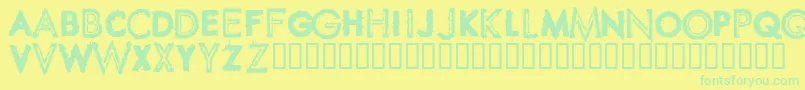 フォントSpikeCrumbSwollen – 黄色い背景に緑の文字