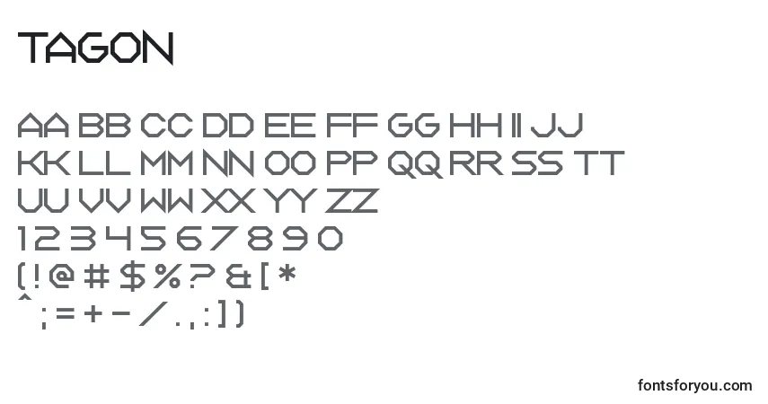 Czcionka Tagon – alfabet, cyfry, specjalne znaki
