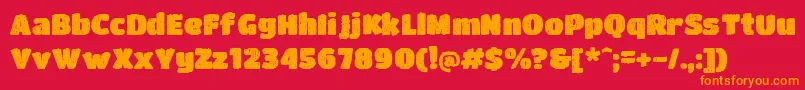 フォントDccBushido – 赤い背景にオレンジの文字