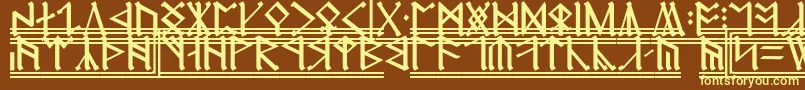 Erebor2-fontti – keltaiset fontit ruskealla taustalla