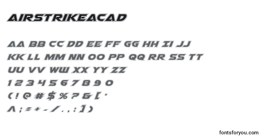 Шрифт Airstrikeacad – алфавит, цифры, специальные символы