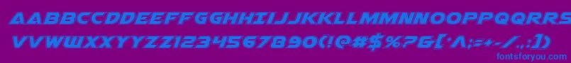 Airstrikeacad-Schriftart – Blaue Schriften auf violettem Hintergrund