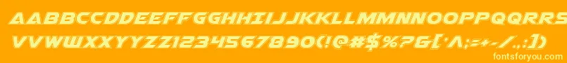 Airstrikeacad-Schriftart – Gelbe Schriften auf orangefarbenem Hintergrund