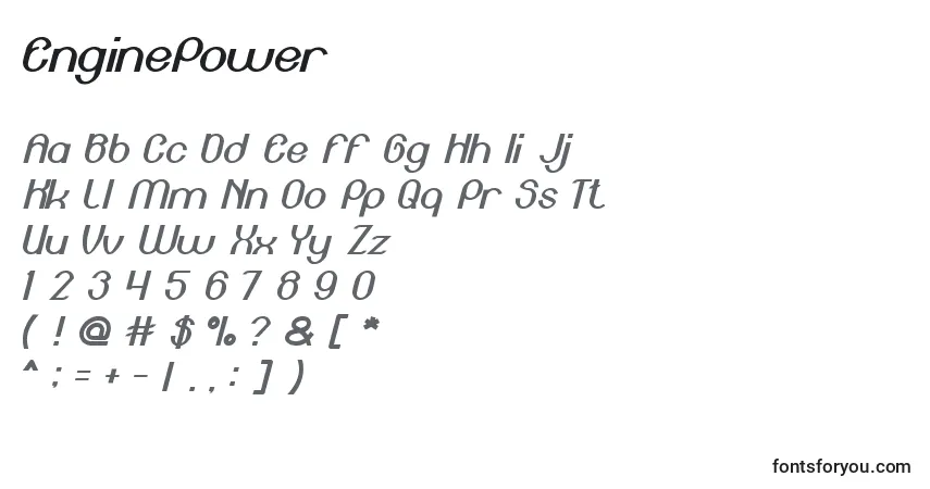 Fuente EnginePower - alfabeto, números, caracteres especiales