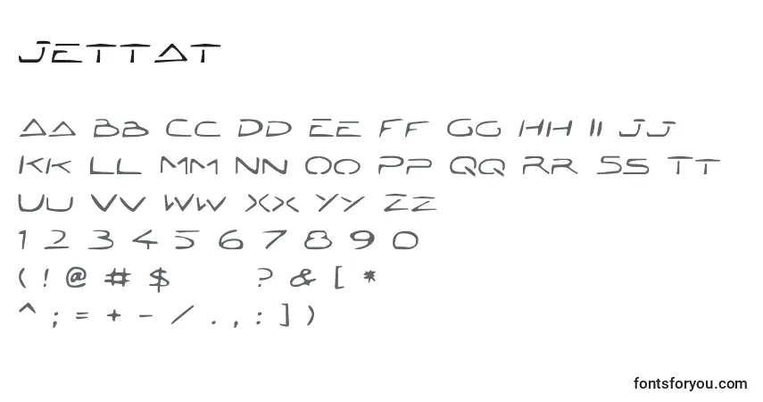 Schriftart Jettat – Alphabet, Zahlen, spezielle Symbole