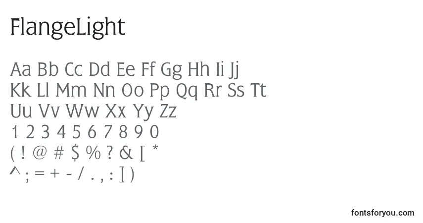 A fonte FlangeLight – alfabeto, números, caracteres especiais